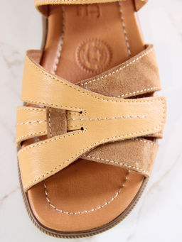 Босоножки 1043.26047br.Тыква лион+светло коричневая замша