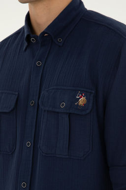 U. S. Polo Assn / Мужская темно-синяя рубашка с длинным рукавом - U.s. polo assn фото 14