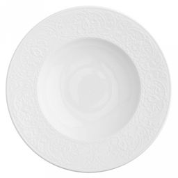 "Русь" Тарелка глубокая фарфоровая д252мм h50мм, 500мл, белый, рельефный декор (Китай)