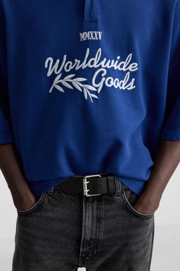 EMBROIDERED TEXT POLO SHIRT - Zara фото 5