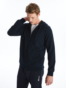 Kap??onlu Uzun Kollu Erkek Fermuarl? Sweatshirt