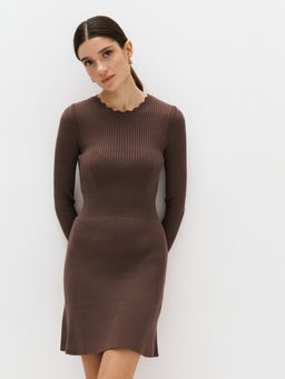 Платье мини в рубчик из вискозы