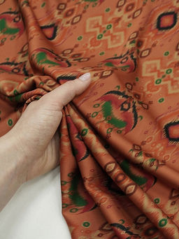 Штапель Премиум Бессараб цв.оранжевый терракот, ш.1.5м, вискоза-100%, 125гр/м.кв - Купава фото 7