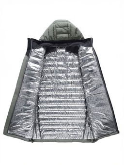 Куртка мужская удлинённая стёганая с капюшоном и графеновой подкладкой утеплитель тинсулейт