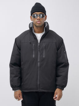 Куртка двухсторонняя мужская молодежная зимняя черного цвета 25308Ch