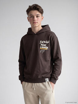 Kap??onlu Bask?l? Erkek ?ocuk Sweatshirt
