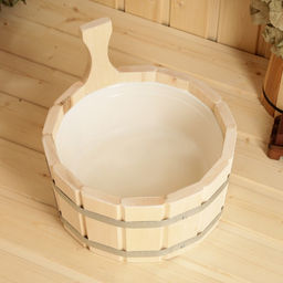 Шайка - ушат для бани и сауны, 4 л, деревянная, пластиковая вставка, «Добропаровъ»