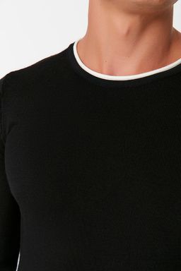 Trendyolmilla Man Lacivert Erkek Slim Fit Dar Kesim Kontrast Yaka Biyeli Kazak TMNAW21KZ2499  фото 9