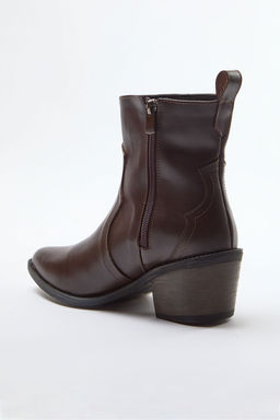 Kahverengi Kad?n 5 cm Blok Topuklu Kovboy Bot TAKAW25BO00033