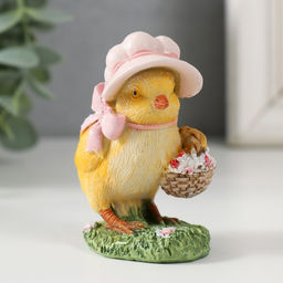 Фигурка полистоун Цыпа в шляпке с корзинкой цветов, 6.5?4?8 см