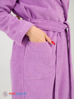 Женский махровый халат с шалькой сиреневый МЗ-02 (10)