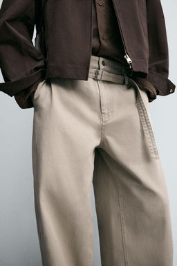 BELTED WIDE-LEG BALLOON FIT TROUSERS - Zara фото 7