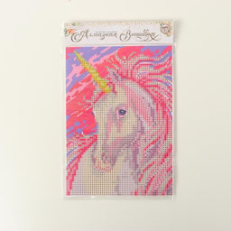 Алмазная мозаика с частичным заполнением на холсте «Единорог», 15×21 см