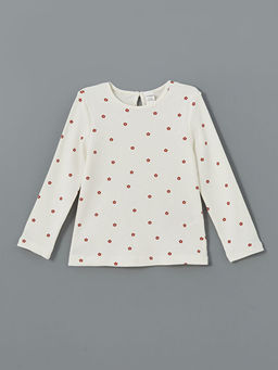 Bask?l? Pamuklu K?z ?ocuk Ti??rt