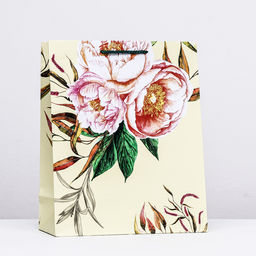 Пакет подарочный Пионовидные розы, 26 х 32 х 12 см