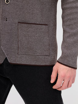 Кардиган мужской GREG G136-KF-жаккард (серый/корич.)