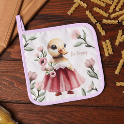 Прихватка Доляна Уточка 17х17 см, 35% хл, 65% пэ, ватин 250 г/м2  фото 6