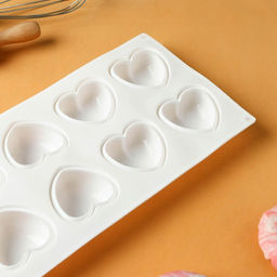 Форма для муссовых десертов и выпечки KONFINETTA Сердца, 30?17.5?3 см, 8 ячеек (6.2?6 см), силикон, белая