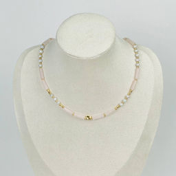 Колье из Розового кварца и Жемчуга 39 см +