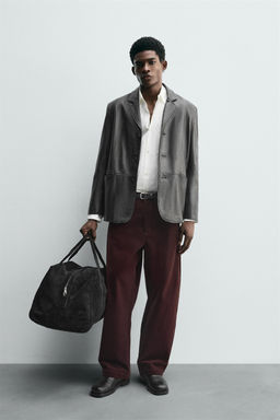 FLOCKED WIDE-LEG TROUSERS