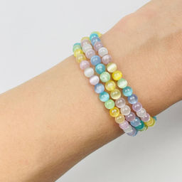 Бусины для украшений из камня Селенит тон. (85 бусин)