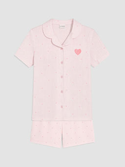 G?mlek Yaka K?z ?ocuk ?ortlu Pijama Tak?m?