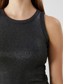 Bisiklet Yaka Parlak G?r?n?ml? Kad?n Atlet