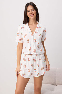 Ekru %100 Pamuklu K_pek Desenli _rme Pijama Tak_m_ THMSS26PT00178 - Trendyolmilla фото 2