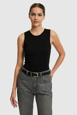 Kad_n Siyah Bisiklet Yaka Basic Ti__rt