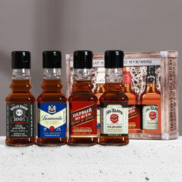 Подарочный набор «Для настоящего мужчины», гель для душа во флаконах виски, 4×100 мл