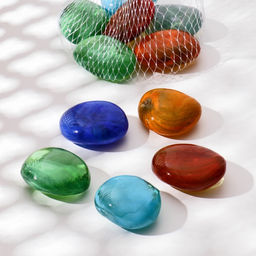 Цена за 2 шт. Декор стекло «Камень плоский», овал, 240-250 г, 10 шт., МИКС