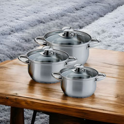 Набор посуды нерж. "Kelli" 3 пр со стекл. крышками, арт. KL-4201