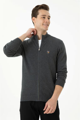 Мужской базовый трикотажный кардиган антрацитового меланжа