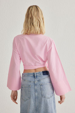 Pembe Baglama Detayl? Regular Normal Kal?p Dokuma Gomlek TWOAW25GO00067