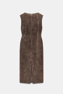 100% LEATHER MIDI DRESS - Zara фото 10