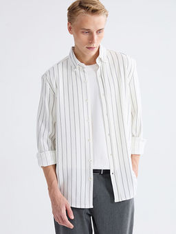 Regular Fit Uzun Kollu ?izgili Erkek G?mlek