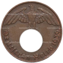 Монета 2 рейхспфеннига 1939 года D Германия