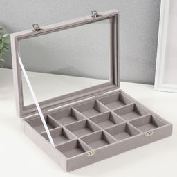 Шкатулка для браслетов «Серый туман», бархат, 5×20×28 см