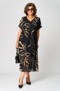 Платье EVA GRANT 7116 черный с принтом