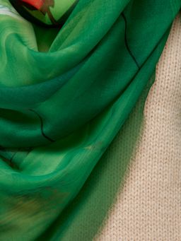 Большой, красивый двусторонний платок с рисунком в стиле арт-декои необычной текстурой ткани - Tantino фото 7