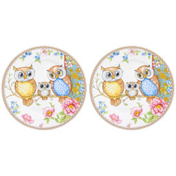 Набор тарелок для десертов 2 пр. 19*19*2 см "Совушки" NEW BONE CHINA