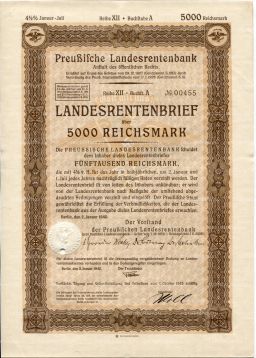 Облигация 4,5% 5000 марок 1940 года Германия
