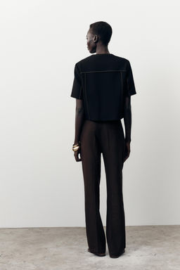 CONTRAST STITCH SHORT SLEEVE BLAZER - Zara фото 14