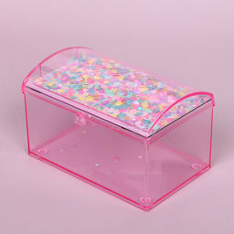 Цена за 3 шт. Шкатулка пластиковая с зеркалом "KiKi HAUS", сундучок, цвет розовый, 14.5*9.5*9см (в пакете)