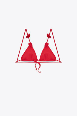 RAISED FLORAL TRIANGLE BIKINI TOP - Zara фото 6