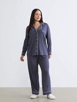 B?y?k Beden G?mlek Yaka Kad?n Pijama Tak?m?