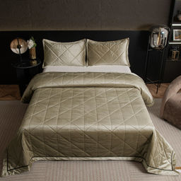 Велюровое покрывало в клетку и две наволочки OVL031 160*220/50-70 1 шт - Ситрейд фото 2