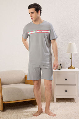 TRENDYOL MAN Gri Regular Fit Bask?l? Sortlu Orme Pijama Tak?m? TMNSS25PT00016 - Trendyolmilla фото 10