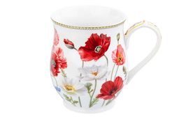 Кружка 350 мл 11,5*8,2*10 см "Маки" бочонок, NEW BONE CHINA