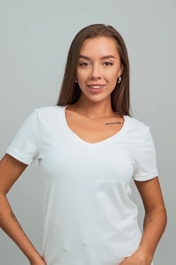 Женская футболка с V образным вырезом Happyfox